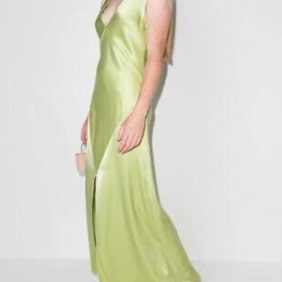 NWT Paris Georgia Bettina Silk Maxi Dress Pistachio Green Size S - Picture 2 of 6